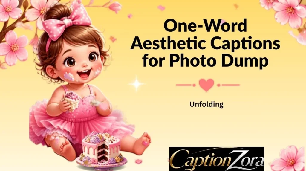 One-Word Aesthetic Captions for Photo Dump